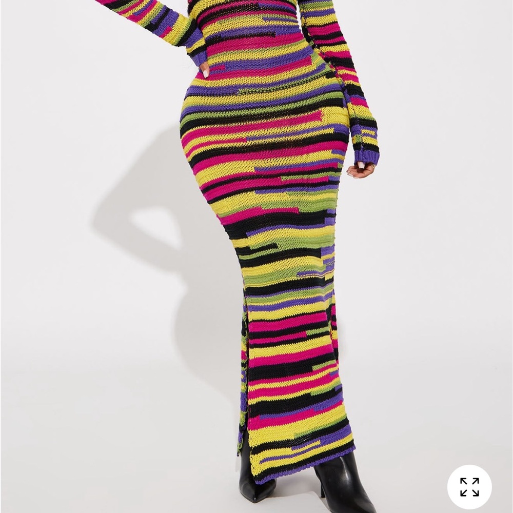 Fashion Nova Vibrant Knit Dress with Stripes